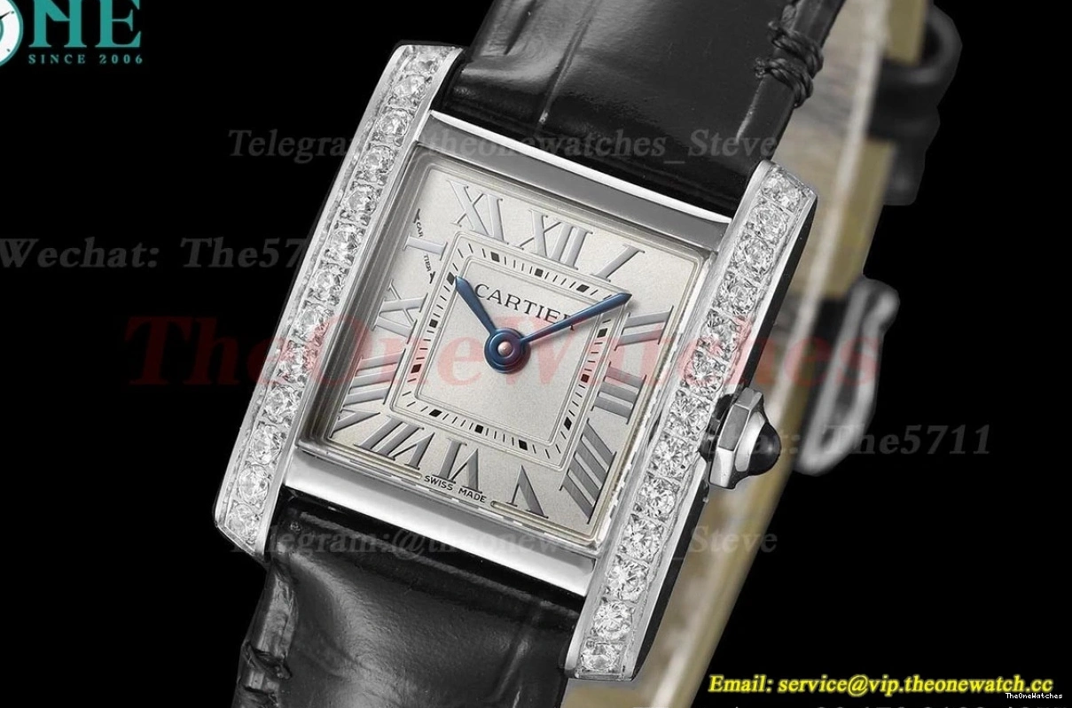 LE Dia Quartz Silver SS 8848F Dial Française Black Tank 21.2mm 0416